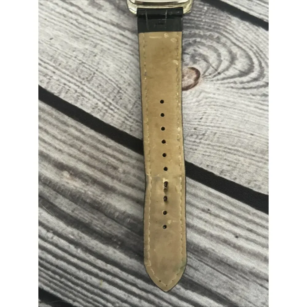 Silver Tone White Dial Black Band Women’s Quartz Watch